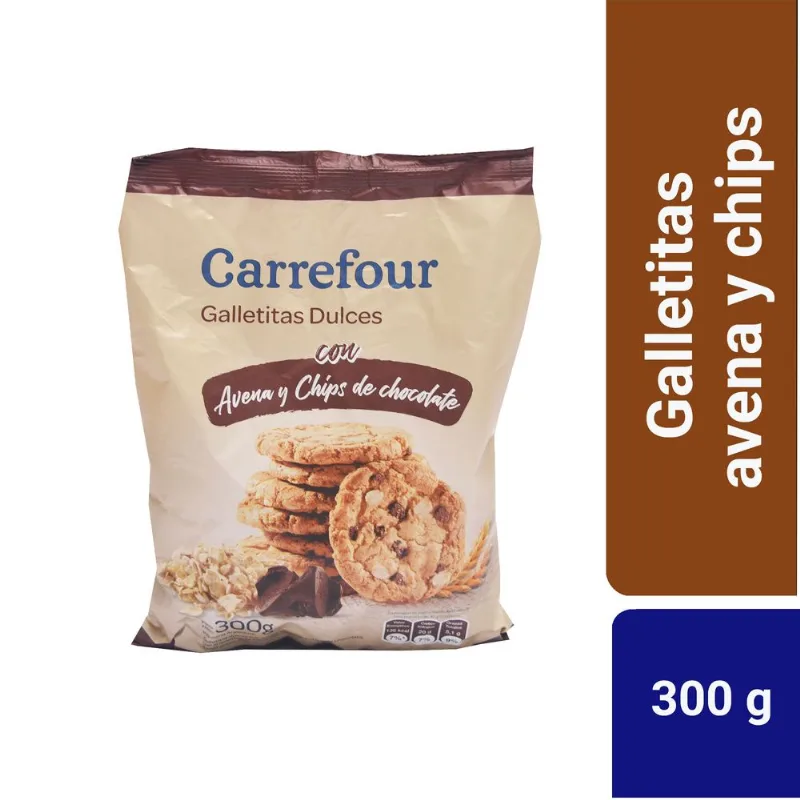 Galletas Carrefour de avena y chips 300 g.