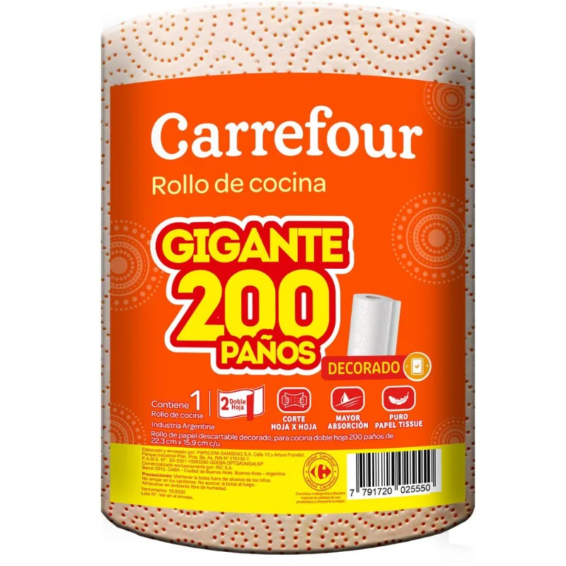 Rollo de cocina Carrefour maxi decorado x 200 paños