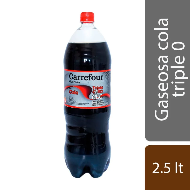 Gaseosa Carrefour triple 0 cola 2.5 l.