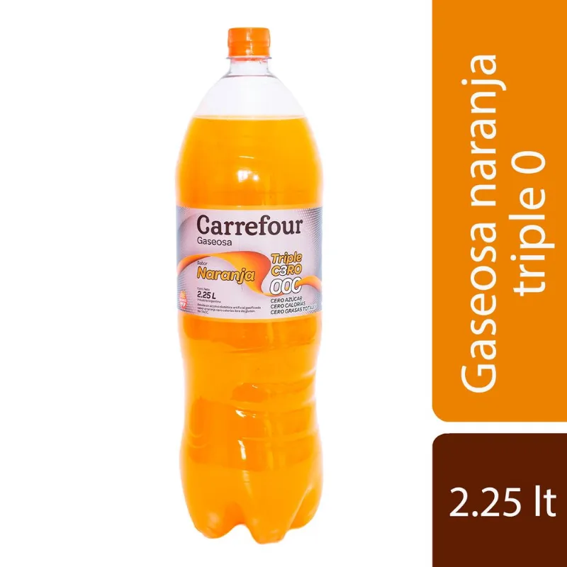 Gaseosa Carrefour triple 0 naranja 2.25 l.