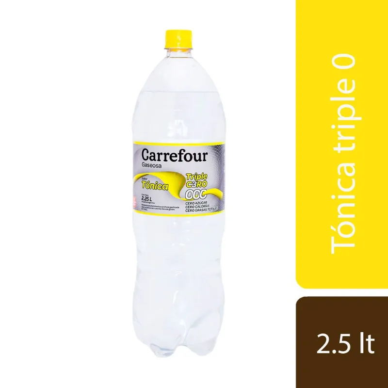 Gaseosa tónica Carrefour triple 0 2,5 lts