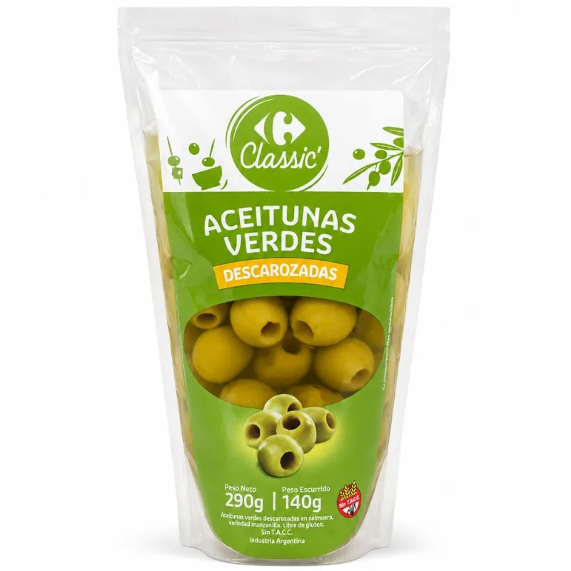 Aceitunas verdes descarozadas Carrefour Classic 140 grs