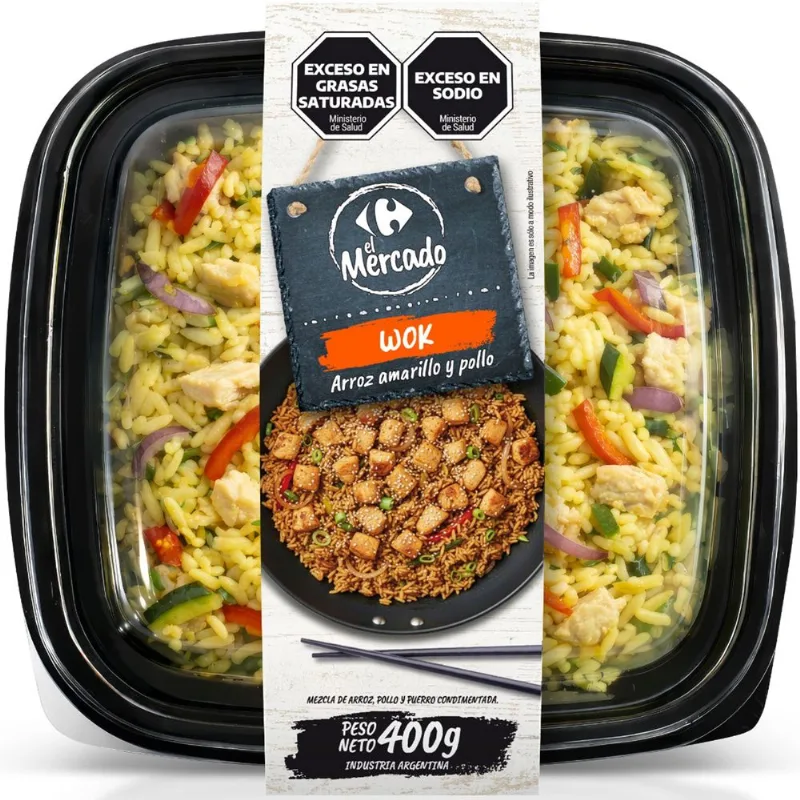 Wok arroz amarillo y pollo El Mercado 400 grs