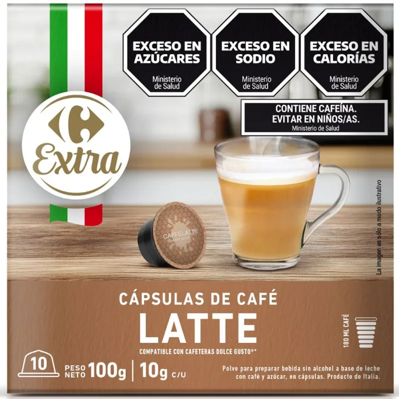 Cápsulas de café latte Carrefour Extra 10 uni