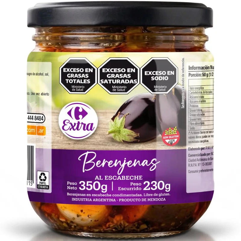 Berenjenas al escabeche Carrefour Extra 350 grs