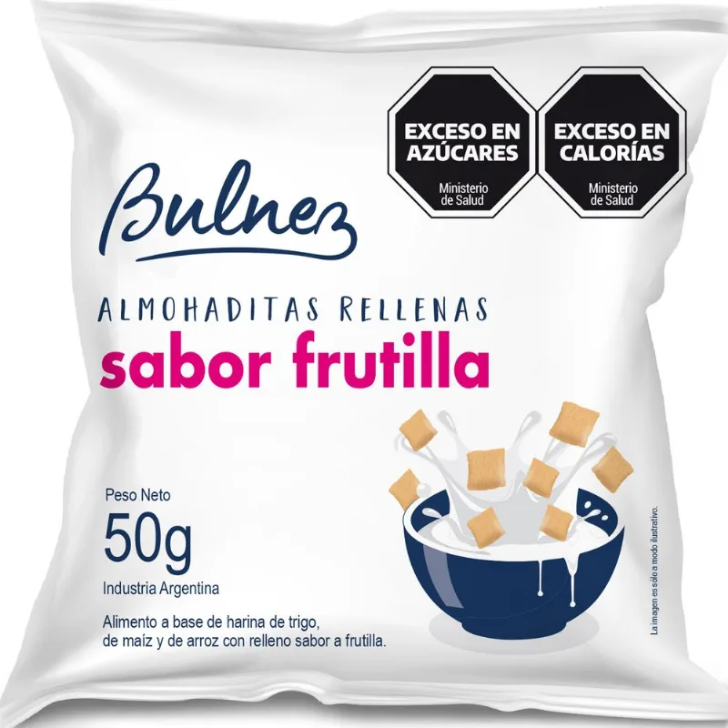 Almohaditas rellenas sabor frutilla Bulnez 50 grs
