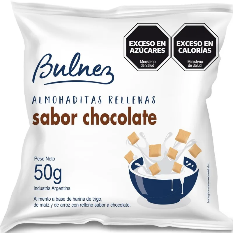Almohaditas rellenas sabor chocolate Bulnez 50 grs
