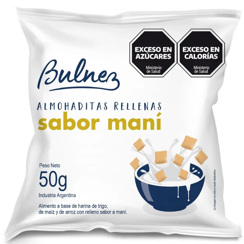 Almohaditas rellenas sabor maní Bulnez 50 grs
