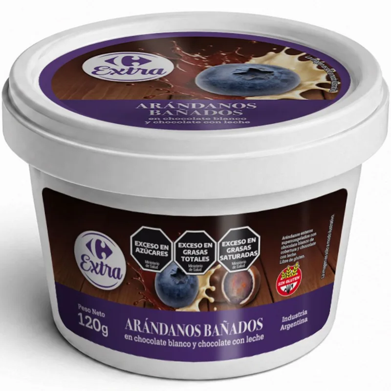 Arándanos bañados chocolate con leche Carrefour Extra 120 grs