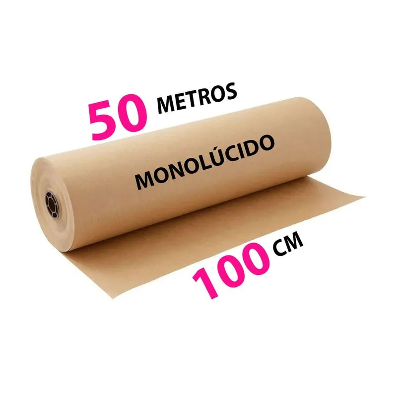 Papel Kraft 80g Com 100cm De Largura x 50 Metros Monolúcido