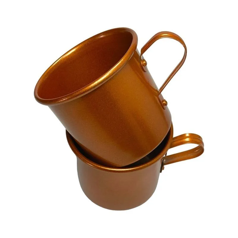 Kit 2 Canecas De Alumínio Moscow Mule Cor Cobre Drinks Bebidas 350ml