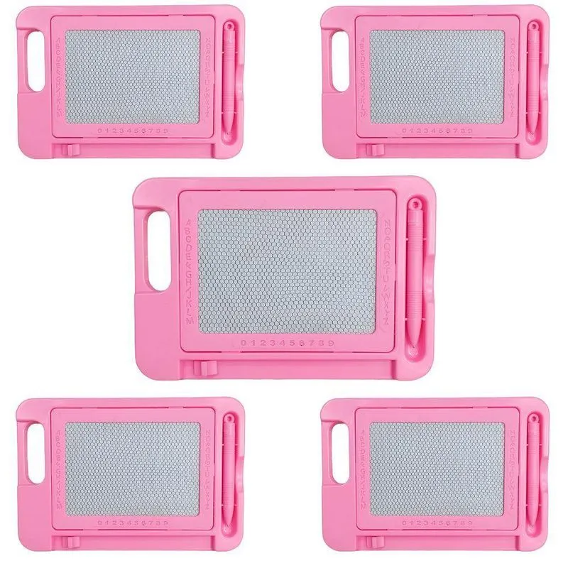 Kit 5 Lousa Magica Infantil Com Caneta Magnética Quadro Escrita 20cm X 14cm Cor:rosa