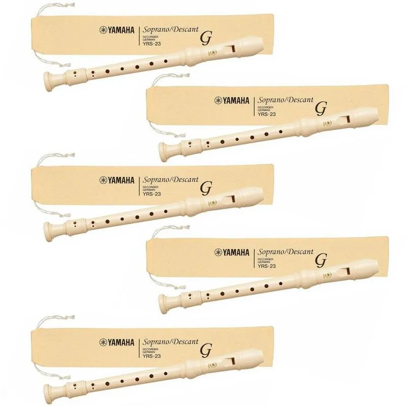 Kit 5 Flautas Doce Yamaha Yrs23g Germânica