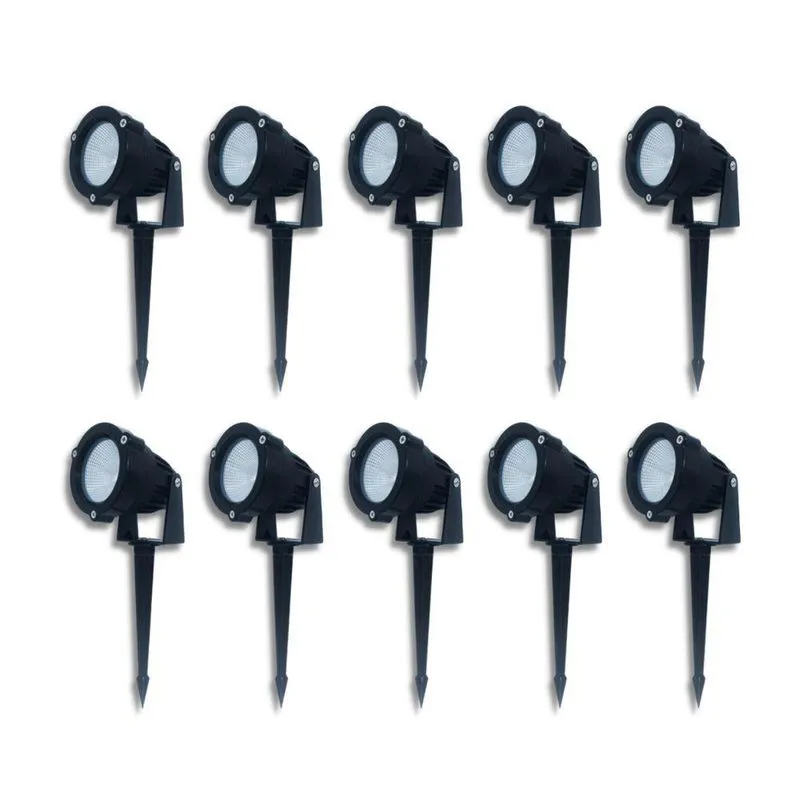 Kit 10 Espeto Led 10w Luminária Jardim Prova Dágua Biv 3000k