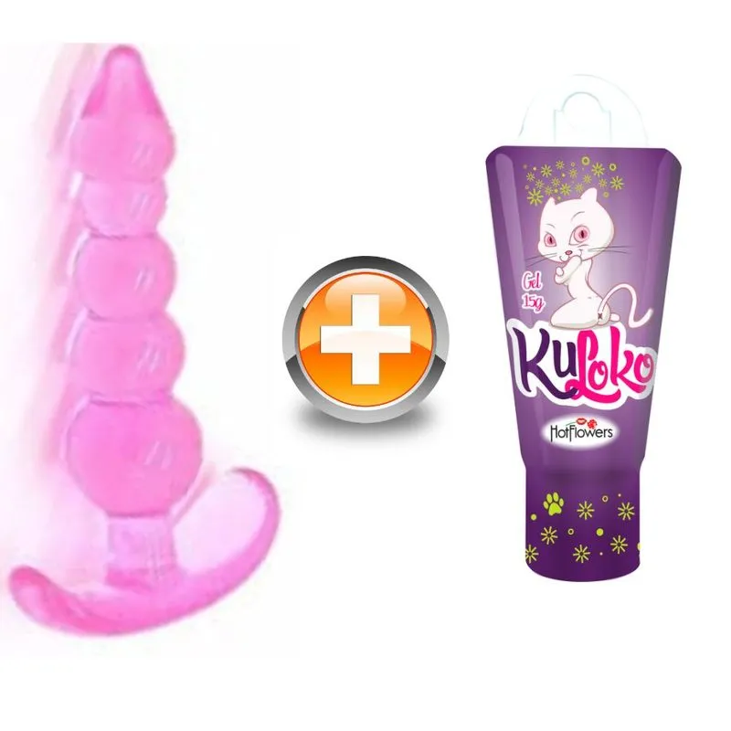 Kit - Plug Anal Silicone Escalonadas - Rosa + Kuloko