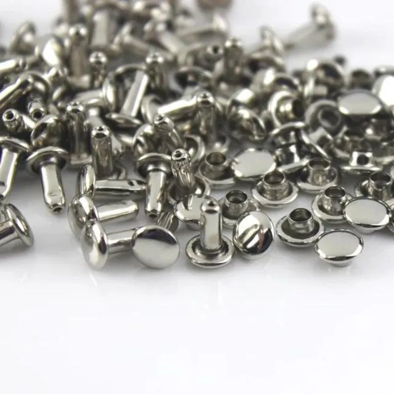 Kit 100 Rebites Pressao Couro 6x6mm Prata Cinto Bolsa Sapato