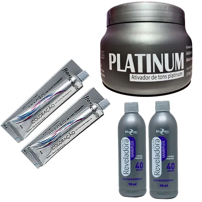 Kit Platinum 1 Masc. 2 Tinta Nº12.21 e 2 ox 40 Vol. Mairibel