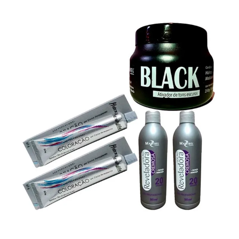 Kit 2 Tinta Preto Azulado, 2 Ox Vol. 20 Masc 250g Mairibel