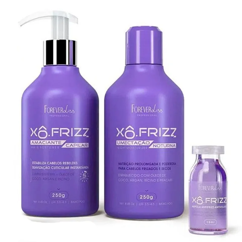 Kit Amaciante Capil Umectação E Ampola Xô Frizz Forever Liss