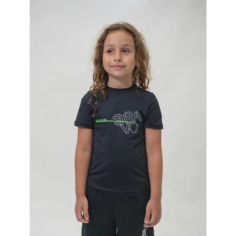 Camiseta Dry Cool Infantil Vector Manga Curta Preta