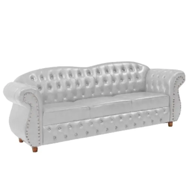 Sofá Chesterfield Merlo 3 lugares 1,80 - Corano Branco / Decoração, recepção, Barbearia, sala tv estar