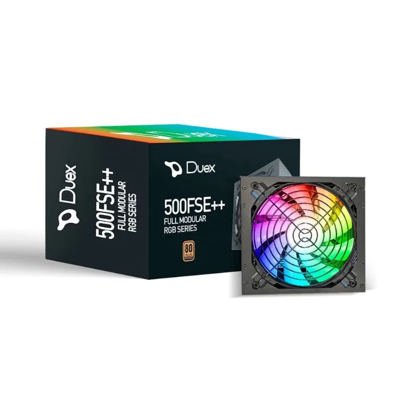 Fonte Duex dx 500FSE + + rgb 500W 80 Plus Bronze pfc Ativo Full Modular C/Cabo