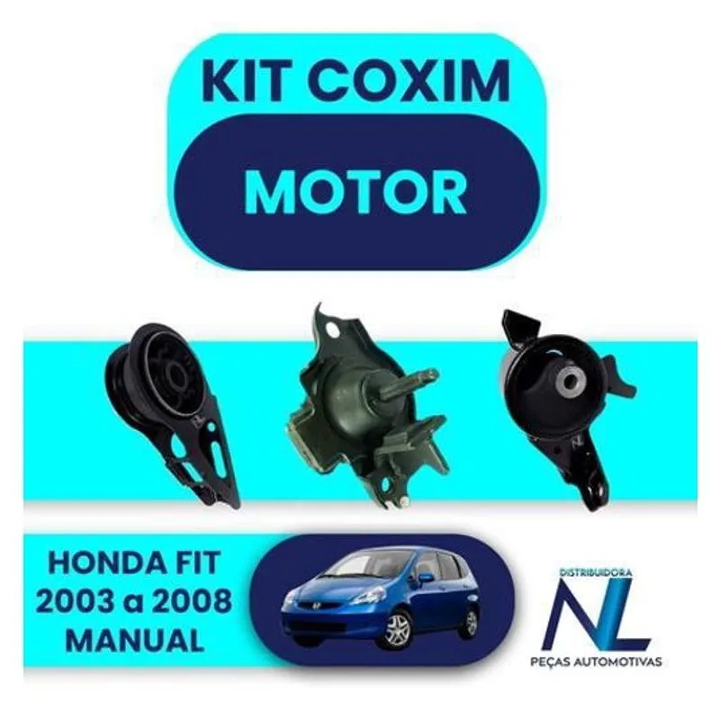 Kit 03 Coxim Calço Motor E Câmbio Honda Fit 2003 A 2008