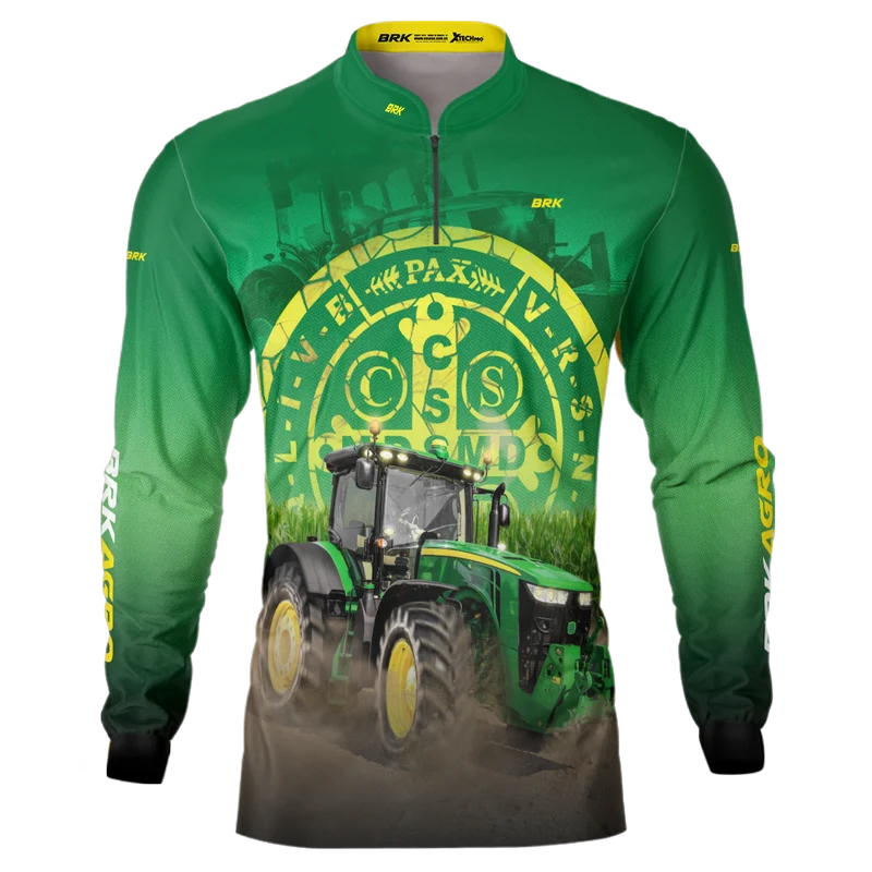 Camisa Agro Brk Trator São Bento Verde com Proteção Solar UV50+ G