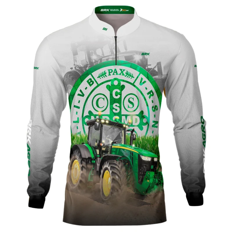 Camisa Agro Brk Trator São Bento Branca com Proteção Solar UV50+ GG