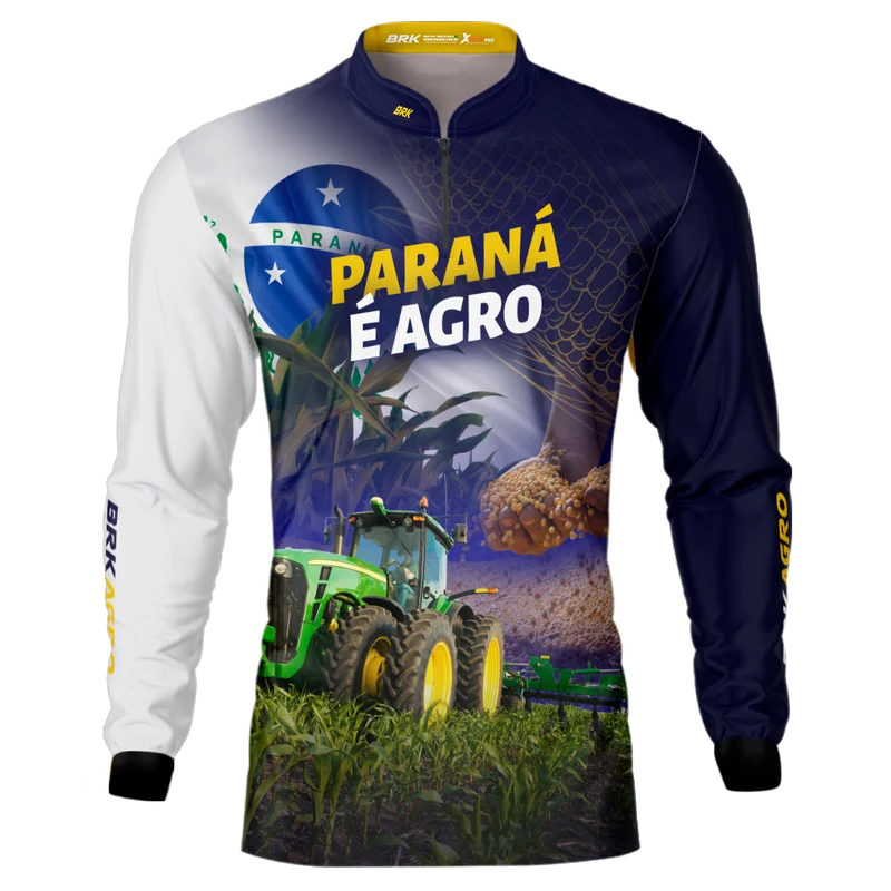 Camisa Agro Brk Paraná é Agro Milho e Soja com Proteção Solar UV50+ P