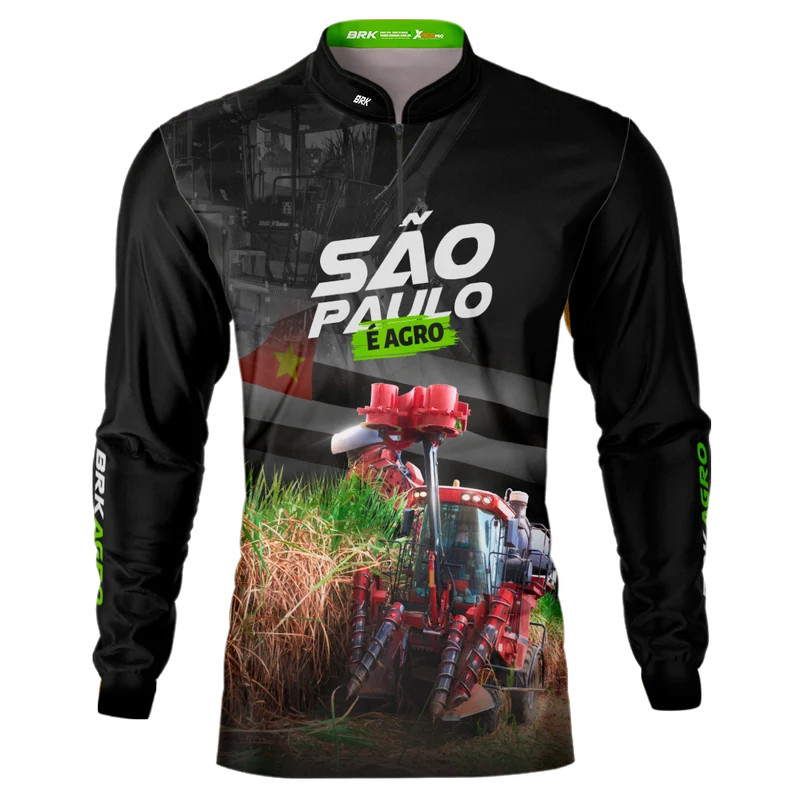 Camisa Agro Brk São Paulo Cana de Açúcar com Proteção Solar UV50+ P