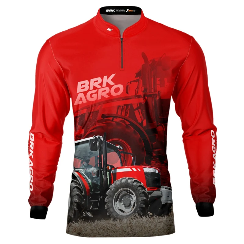 Camisa Agro Brk Trator MF 4707 Vermelho com Proteção Solar UV50+ G1