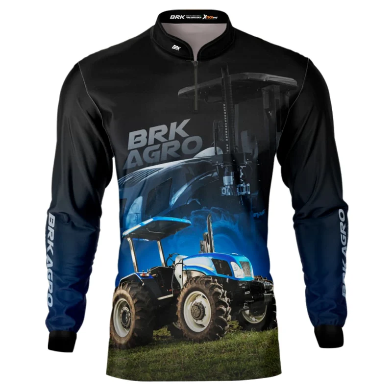Camisa Agro Brk Trator TL5 Azul com Proteção Solar UV50+ GG