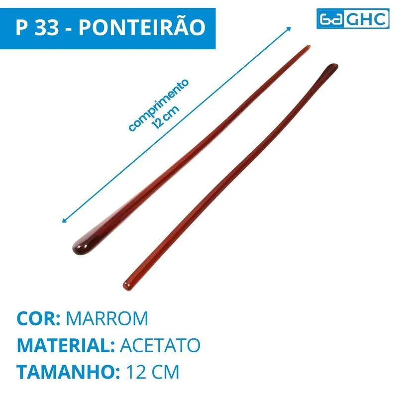 02 Par Ponteira Haste Silicone Acetato - Acetato Marrom P 33