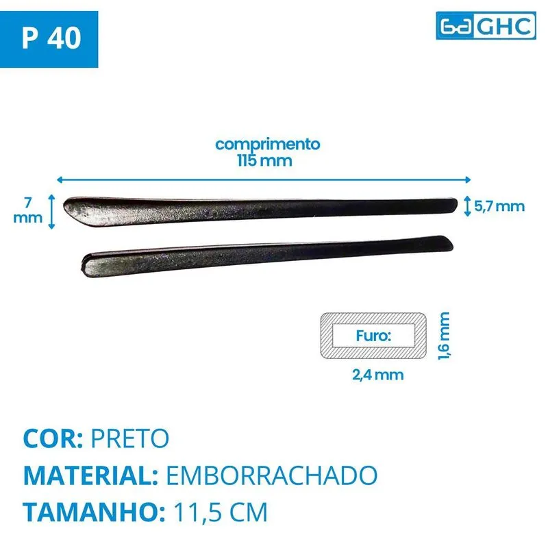 02 Par Ponteira Haste Silicone Acetato - Emborrachada P 40