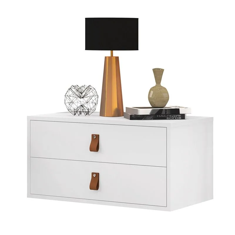 Mesa de Cabeceira com 2 Gavetas Unic 60cm Cor Branco