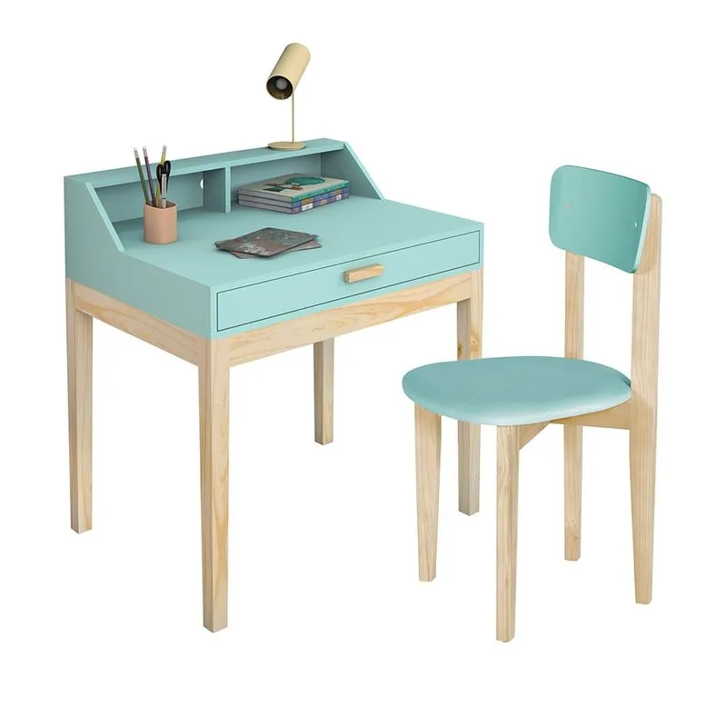 Escrivaninha Infantil Para Quarto Com Cadeira Infantil Menta