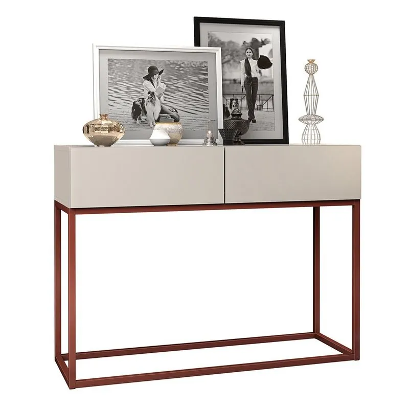 Aparador Buffet Estilo industrial 2 Gavetas Off White com Cobre