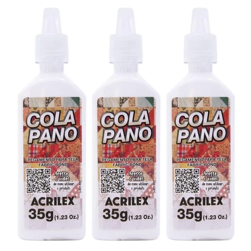 Kit 03 Cola Pano Bico Dosador Acrilex 35g
