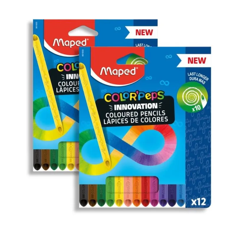 Kit 02 Lápis de Cor 12 Cores Infinity Color'Peps Triangular Infinito Maped