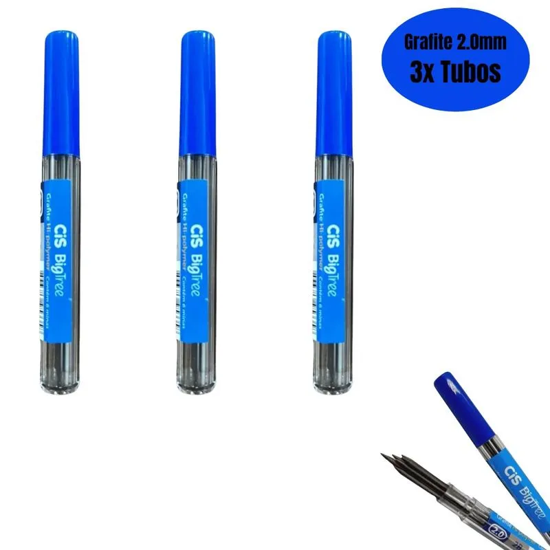 Kit 03 Grafite 2.0mm 2B Grosso Big Tree Tubo c/ 6 Minas cis