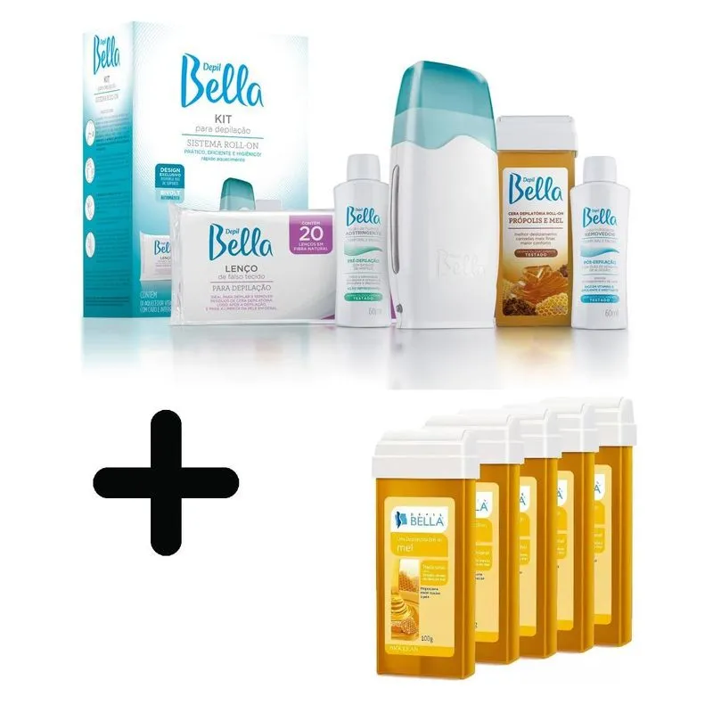 Kit Depilação Sist. Roll-on Bivolt Depil Bellla+5 Cera Refil