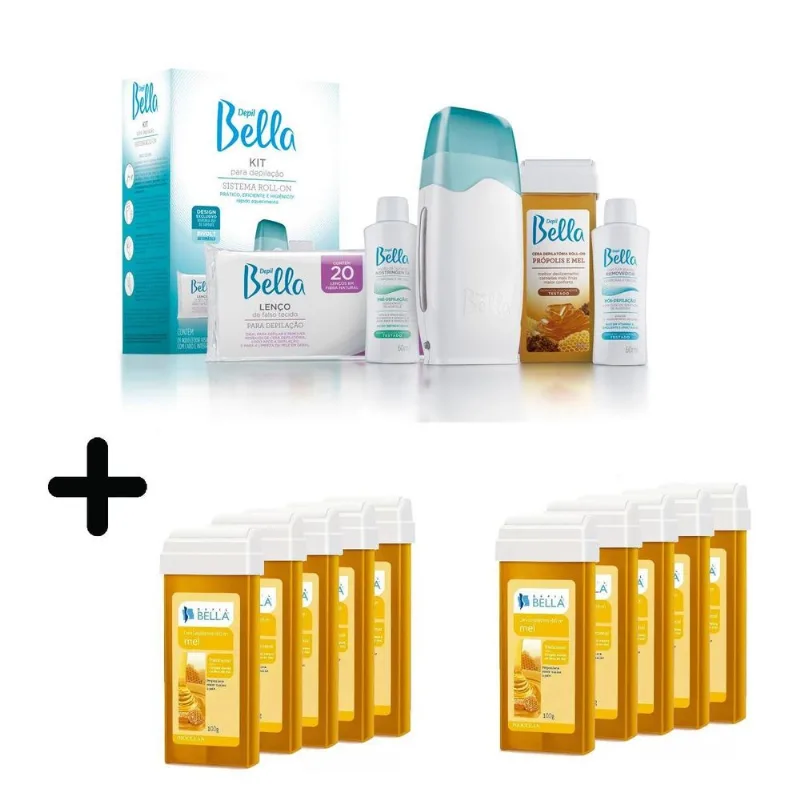 Kit Depilação Roll-on Bivolt Depil Bellla + 10 Cera Refil