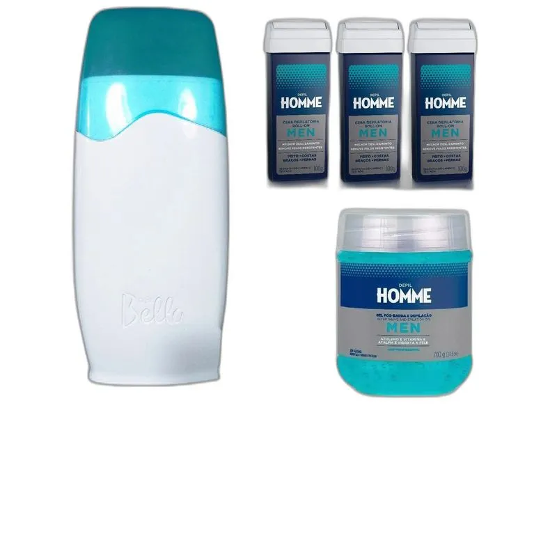 Kit Depilação Roll-On Bivolt Masculino Depil Bellla - Homme