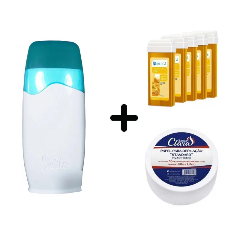 Aparelho Roll On Depil Bella + 5 Ceras Refil + Papel Perlon