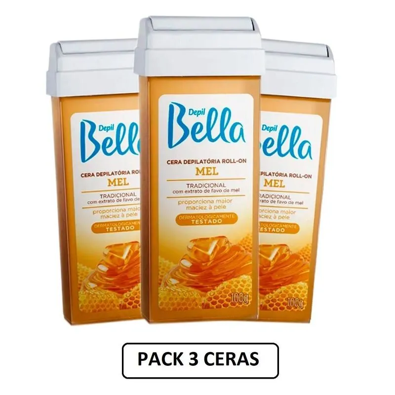 Kit 3 Refil Cera Roll-on 100g Depilação - Depil Bella