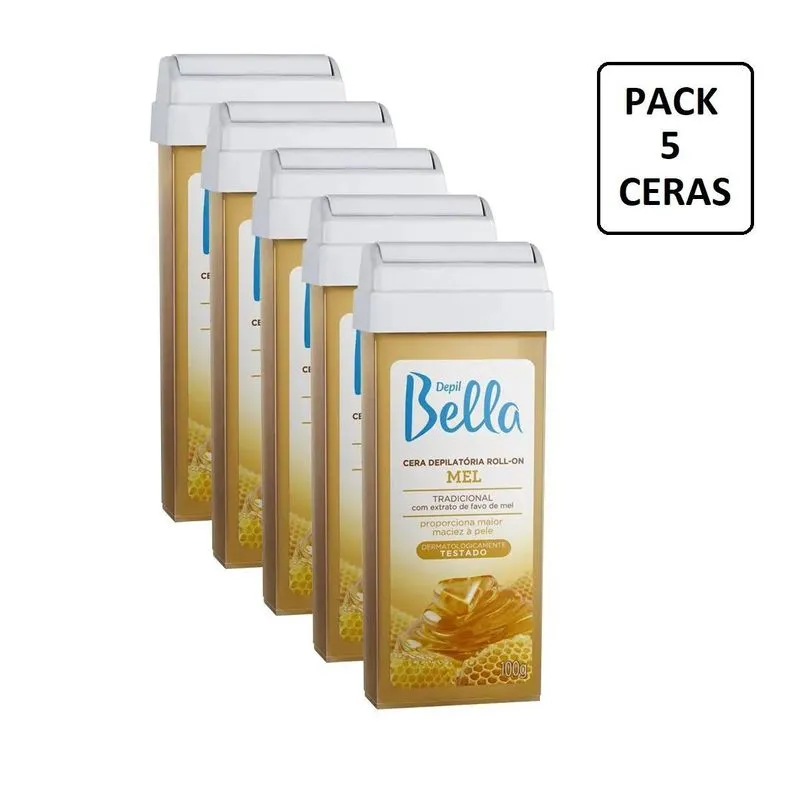 Kit 5 Refil Cera Roll-on 100g Depilação Depil Bella Cera Mel