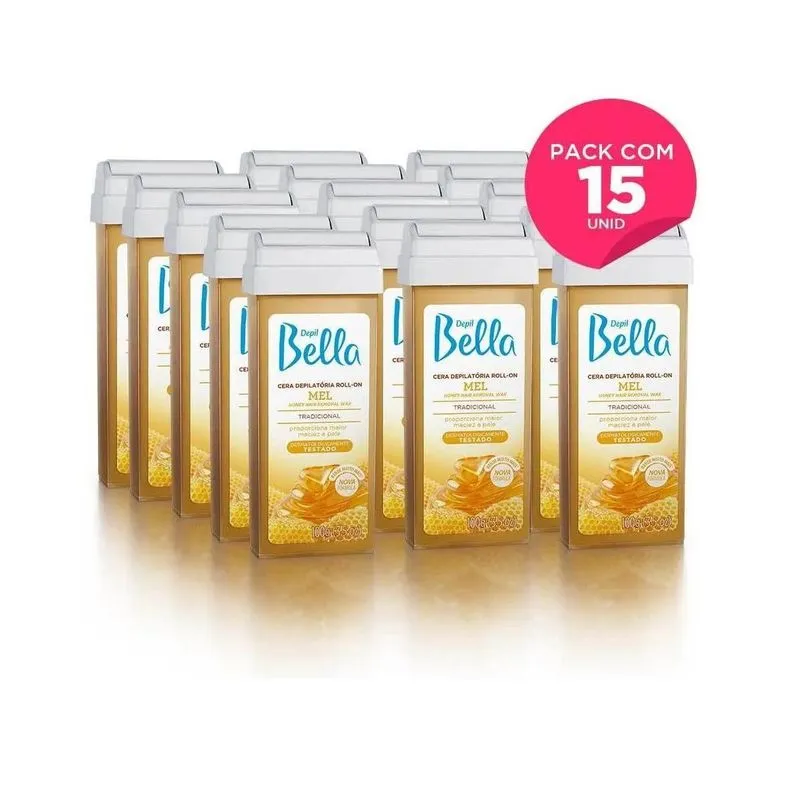 Kit 15 Refil Cera Roll-on 100g Depilação - Depil Bella