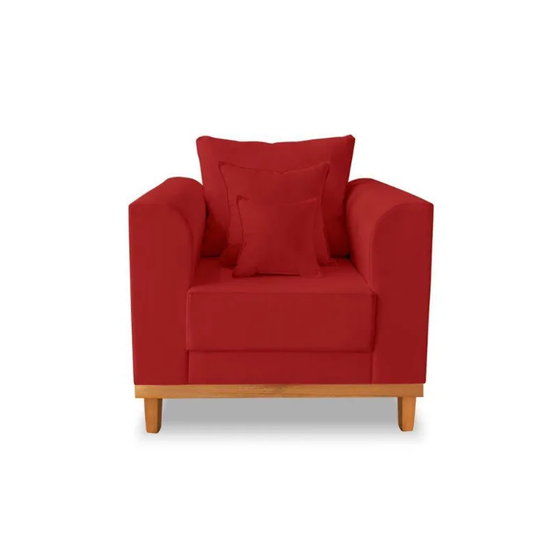 Poltrona Viena Beny Suede Vermelho