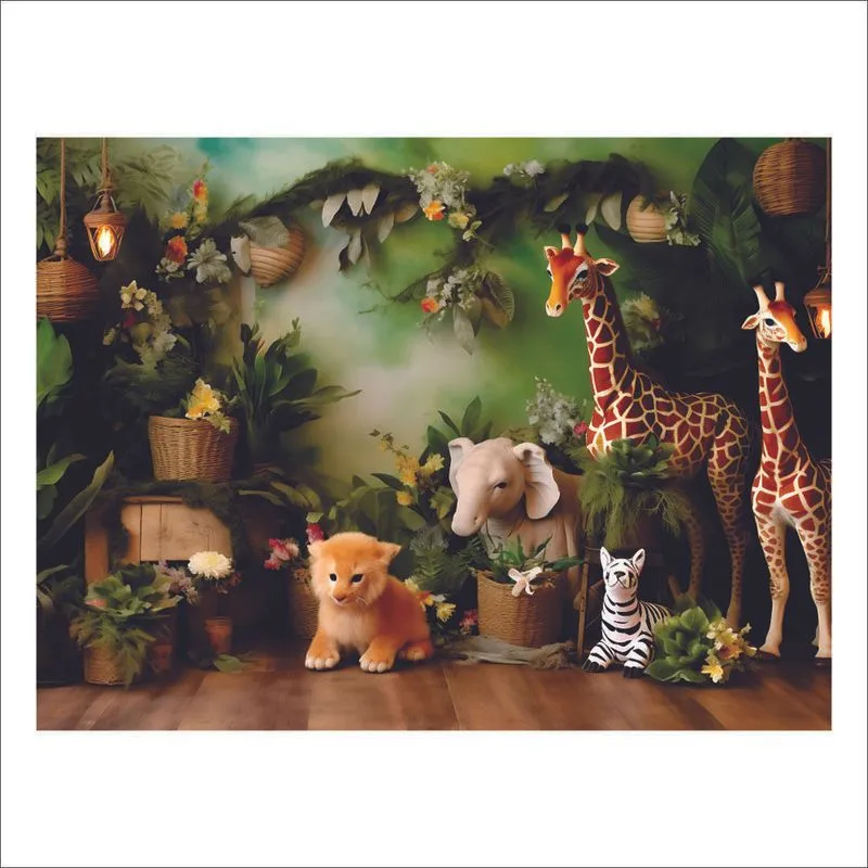 Fundo Fotográfico Cenário Animais Safari Em Tecido 2,20m